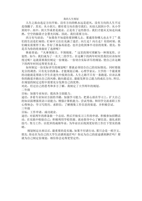 我的人生规化