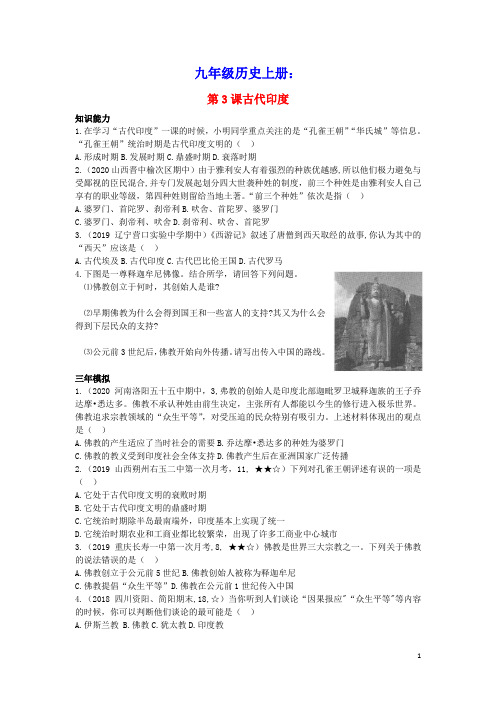 九年级历史上册第一单元古代亚非文明第3课古代尤拓展练习新人教部编版(含答案)