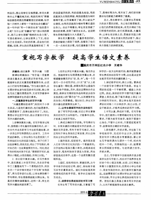 重视写字教学 提高学生语文素养