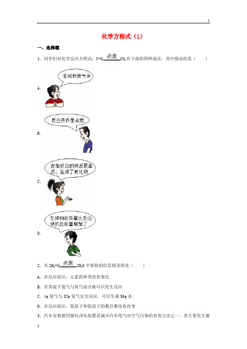 四川省雅安市2020届中考化学化学方程式复习.