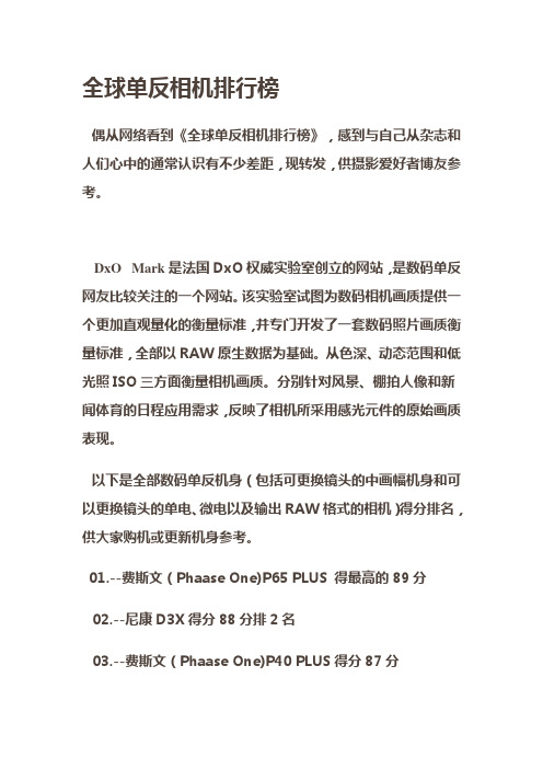 单反相机排行