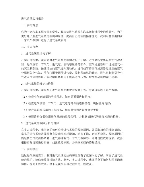 进气系统实习报告