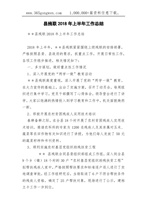 县残联2018年上半年工作总结(0002)