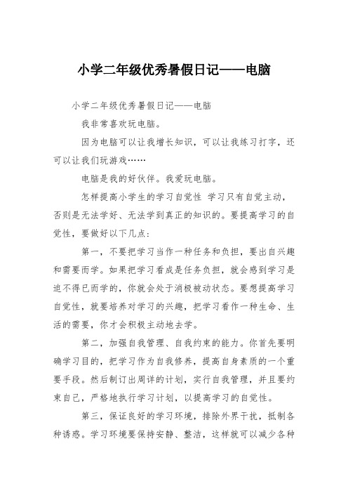 小学二年级优秀暑假日记——电脑