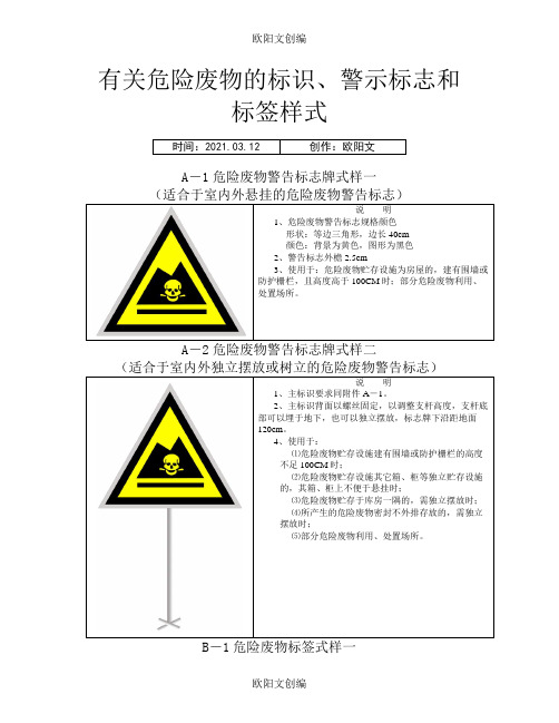 危险废物标识、警示标志和标签样式之欧阳文创编