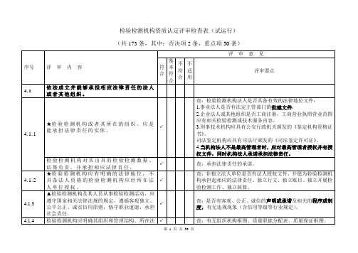 检验检测机构资质认定评审检查表及判定原则--评审用版本(徐薇)