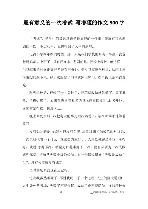 最有意义的一次考试_写考砸的作文500字