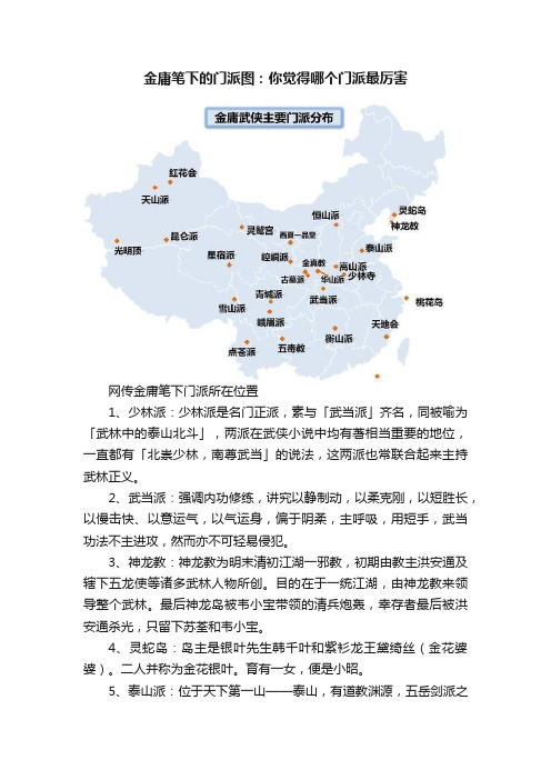金庸笔下的门派图：你觉得哪个门派最厉害