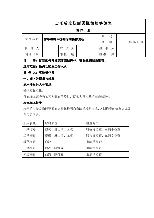 性病实验室梅毒SOP副本