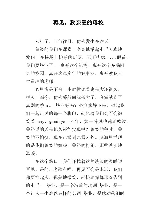 再见,我亲爱的母校