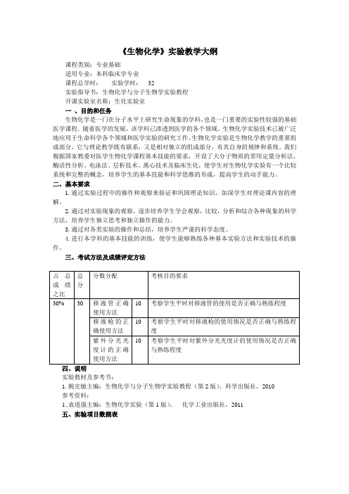 生物化学实验内容