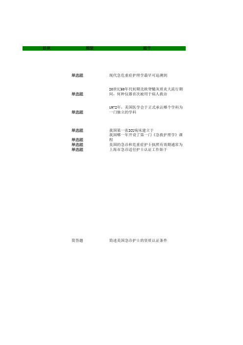 急危重症护理学(第4版) 第一章试题