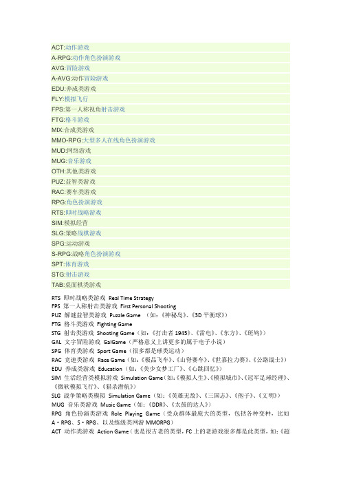 游戏类别