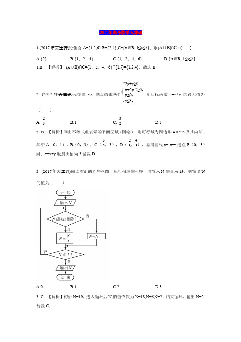 2017年高考数学天津理试题及解析