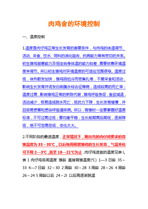 肉鸡舍的环境控制