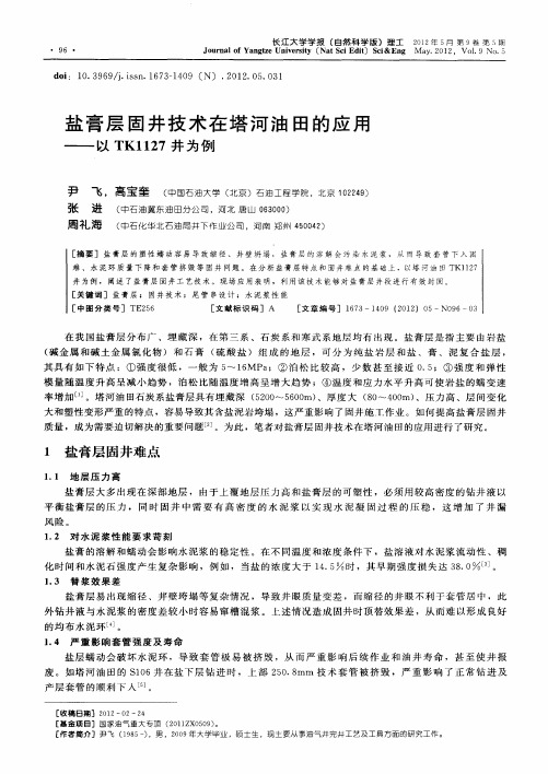 盐膏层固井技术在塔河油田的应用--以TK1127井为例