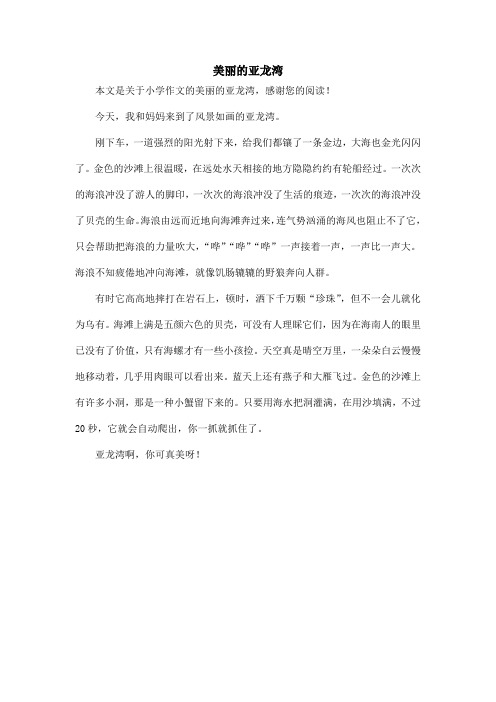美丽的亚龙湾_小学作文