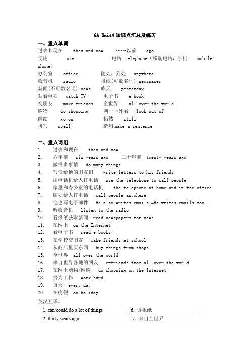 (译林版)6A_Unit4知识点汇总及练习