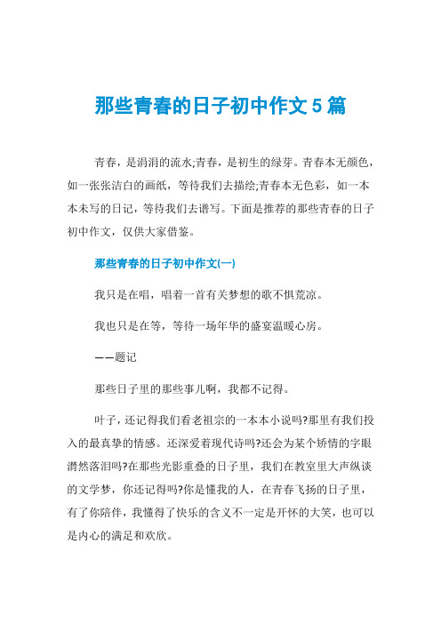 那些青春的日子初中作文5篇