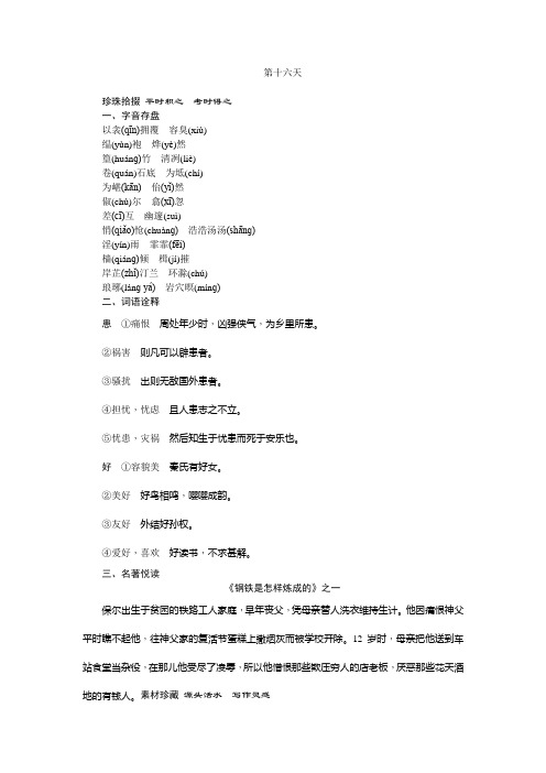 中考语文(陕西省)习题：抢分宝第16天