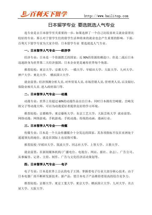 日本留学专业 要选就选人气专业