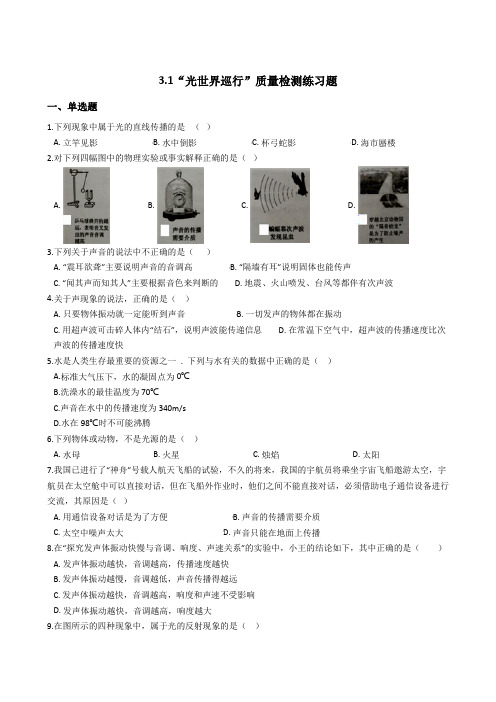 3.1“光世界巡行”质量检测练习题