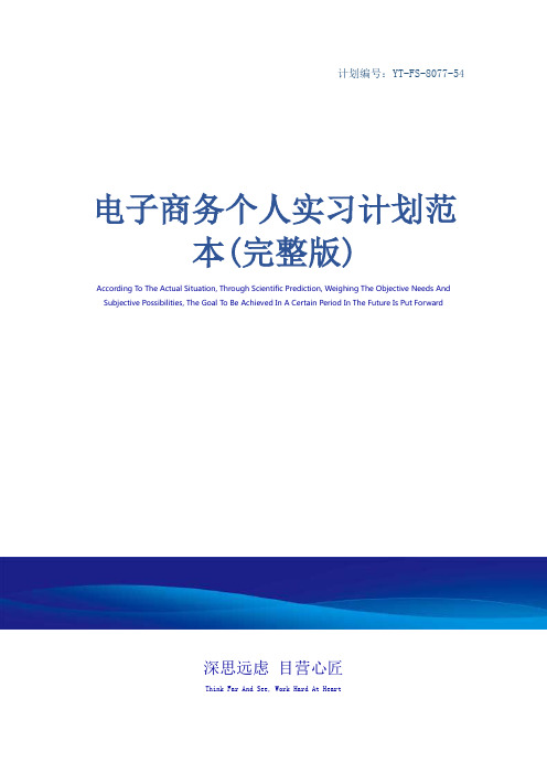 电子商务个人实习计划范本(完整版)