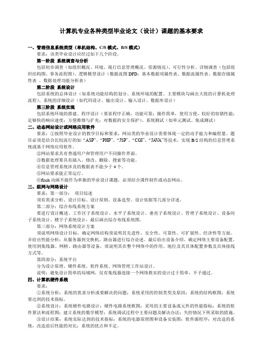 w01-计算机专业各种类型毕业论文(设计)课题的基本要求
