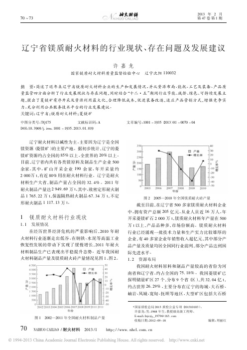 辽宁省镁质耐火材料的行业现状_存在问题及发展建议_许嘉龙