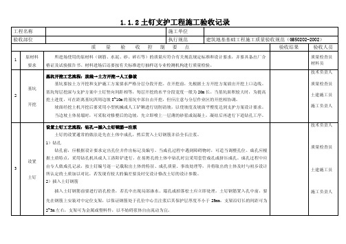 土钉支护工程施工验收记录