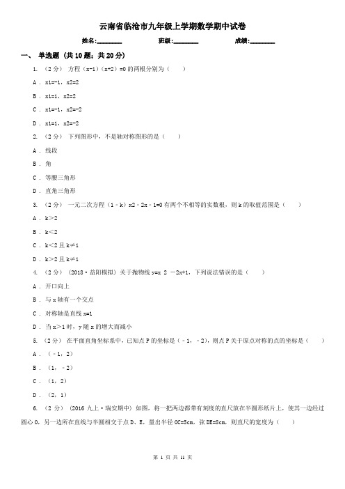 云南省临沧市九年级上学期数学期中试卷