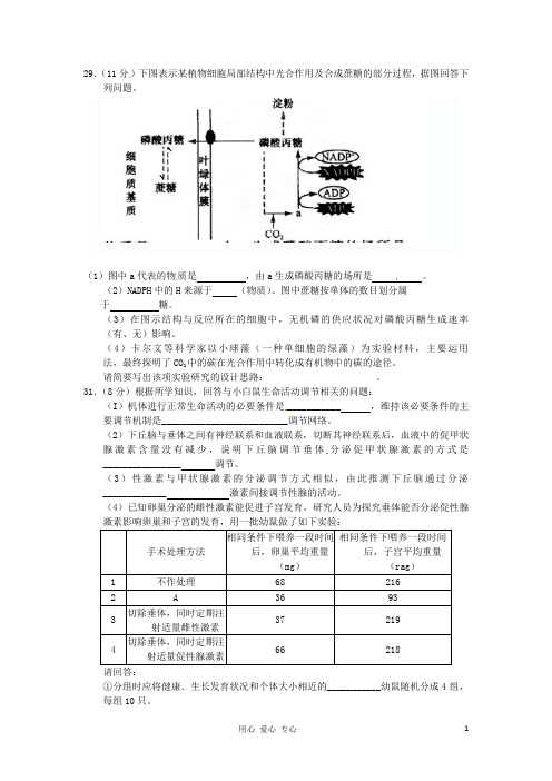 河北省广平县第一中学高三生物高考预测三(第二课时)