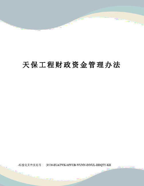 天保工程财政资金管理办法