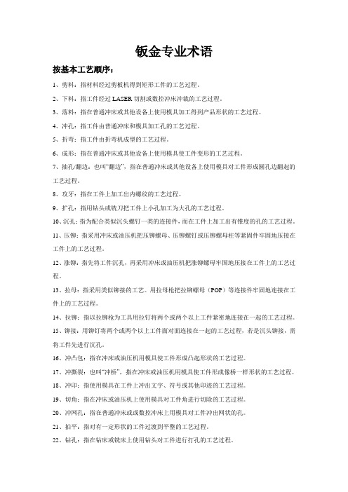 钣金专业术语