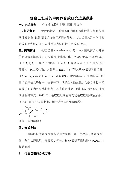 他唑巴坦报告