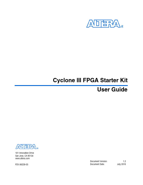 Cyclone III FPGA Starter Kit User Guide
