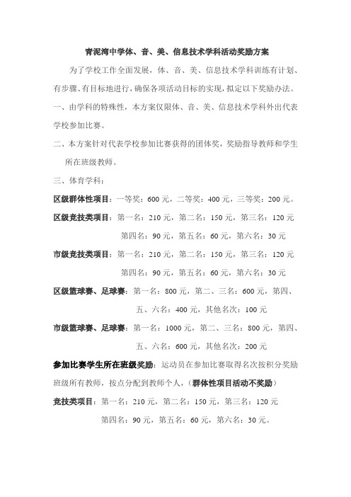 体、音、美、信息技术奖励方案