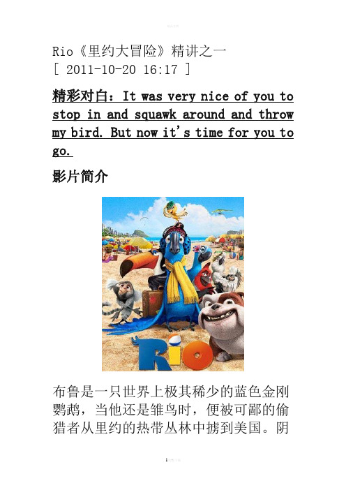 Rio《里约大冒险》精讲之一