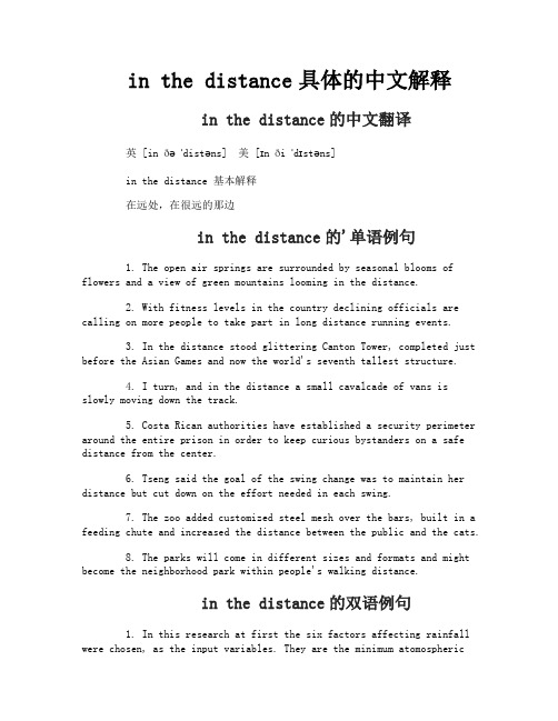 in the distance具体的中文解释