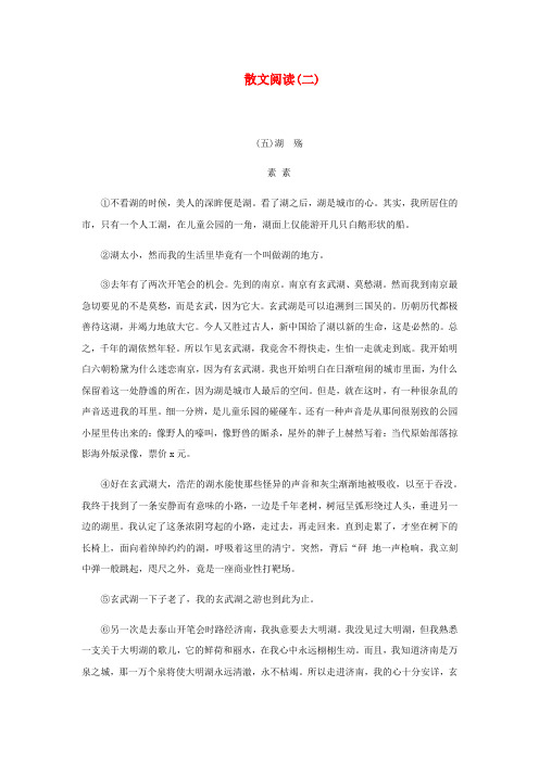 精品-2019年中考语文复习第二部分现代文阅读专题一文学作品阅读散文小说散文阅读二)