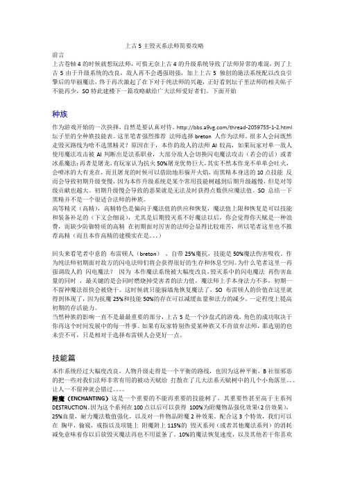 上古5主毁灭系法师简要攻略