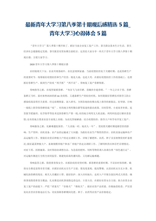 最新青年大学习第八季第十期观后感精选5篇_青年大学习心得体会5篇