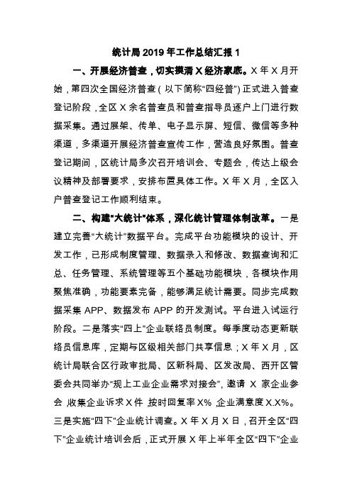 统计局2019年工作总结汇报1