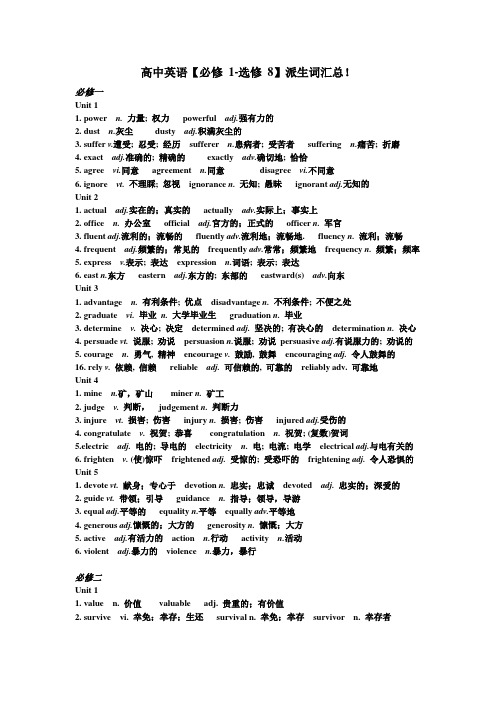 高中英语派生词汇总