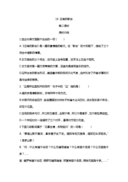 《云南的歌会》第二课时练习题
