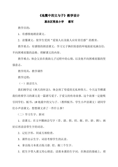 地震中的父与子教学设计