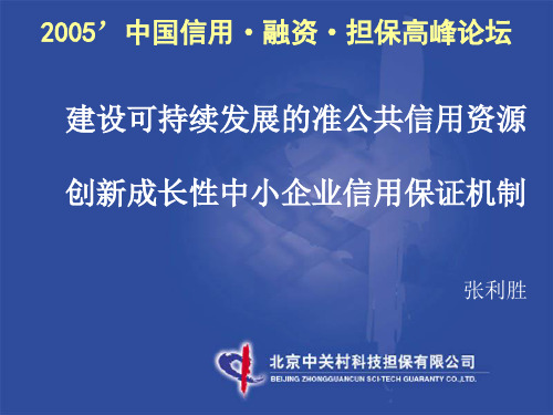 建设可持续发展的准公共信用资源创新成长性中小企业信用保证机制