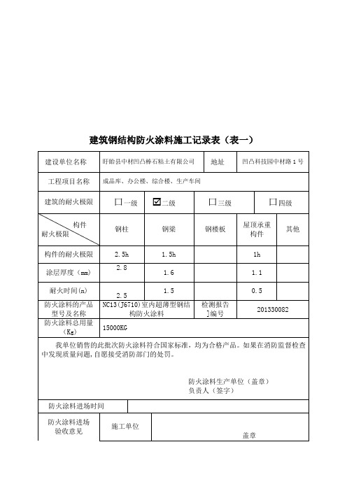 1防火涂料施工及竣工验收记录表