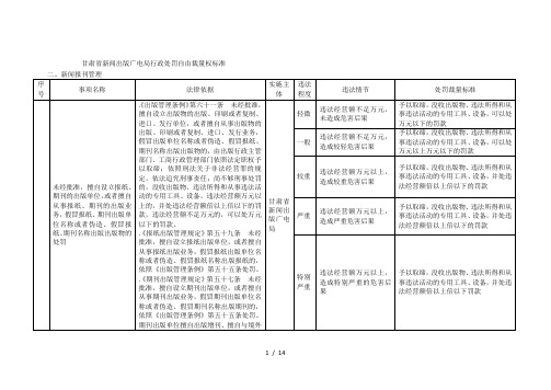省新闻出版广电局行政处罚自由裁量权标准