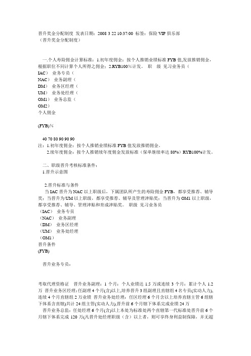 晋升奖金分配制度 发表日期